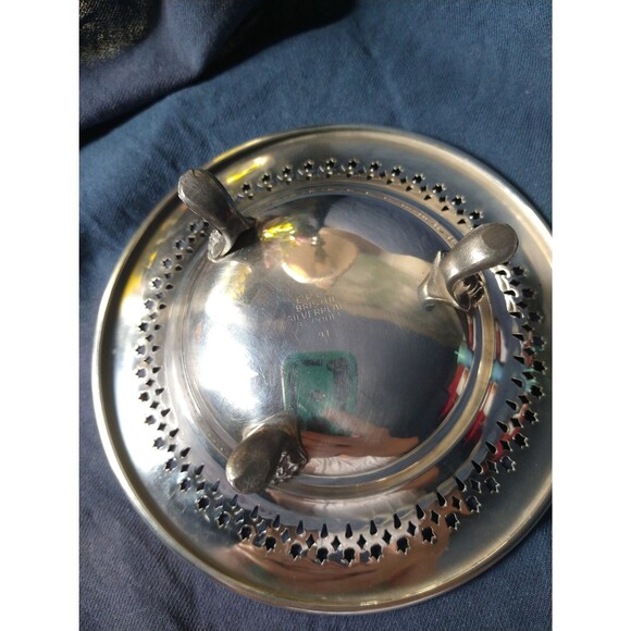 Vintage Bristol Silver Plated Candy Dish: Punched Floral Design - Picture 2 of 2